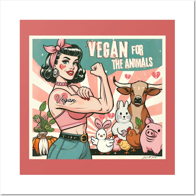 Retro Pin Up Girl Vegan For The Animals Wall Art by Greyhounds Are Greyt